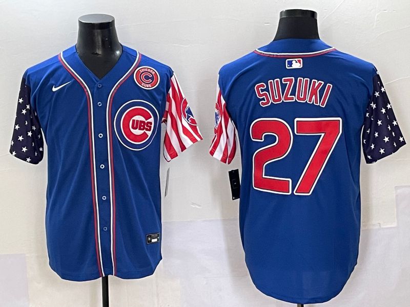 Men 2025 Chicago Cubs #27 Suzuki Blue National Flags Nike MLB Jersey style 5->chicago cubs->MLB Jersey